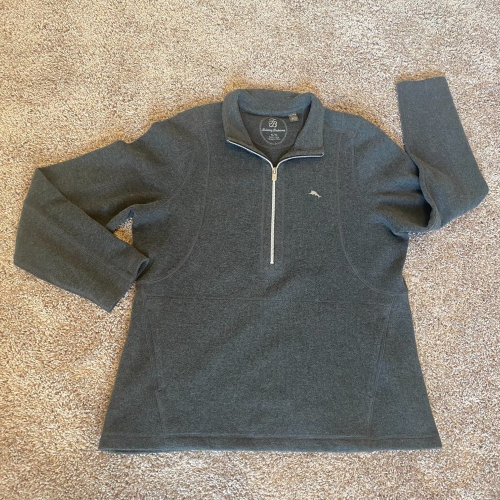 Tommy Bahama Aruba Half-Zip Pullover in Charcoal Gray, Size XL w/Pockets in EUC